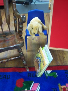 Applesauce, our storytime mascot!